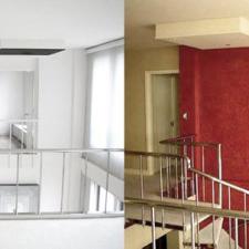 Venetian plaster before and after feature wall